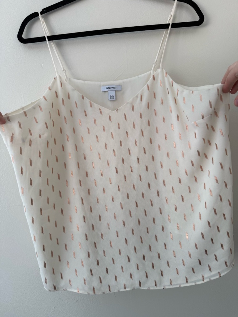 Women’s Tank Top Chiffon Cream Cami with Rose Gold Accents Nine West XXL - Picture 4 of 10